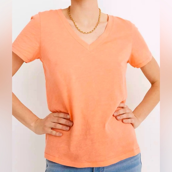 Madewell Tops - Madewell Whisper Cotton Vneck Pocket Tee in Coastal Coral Size Large